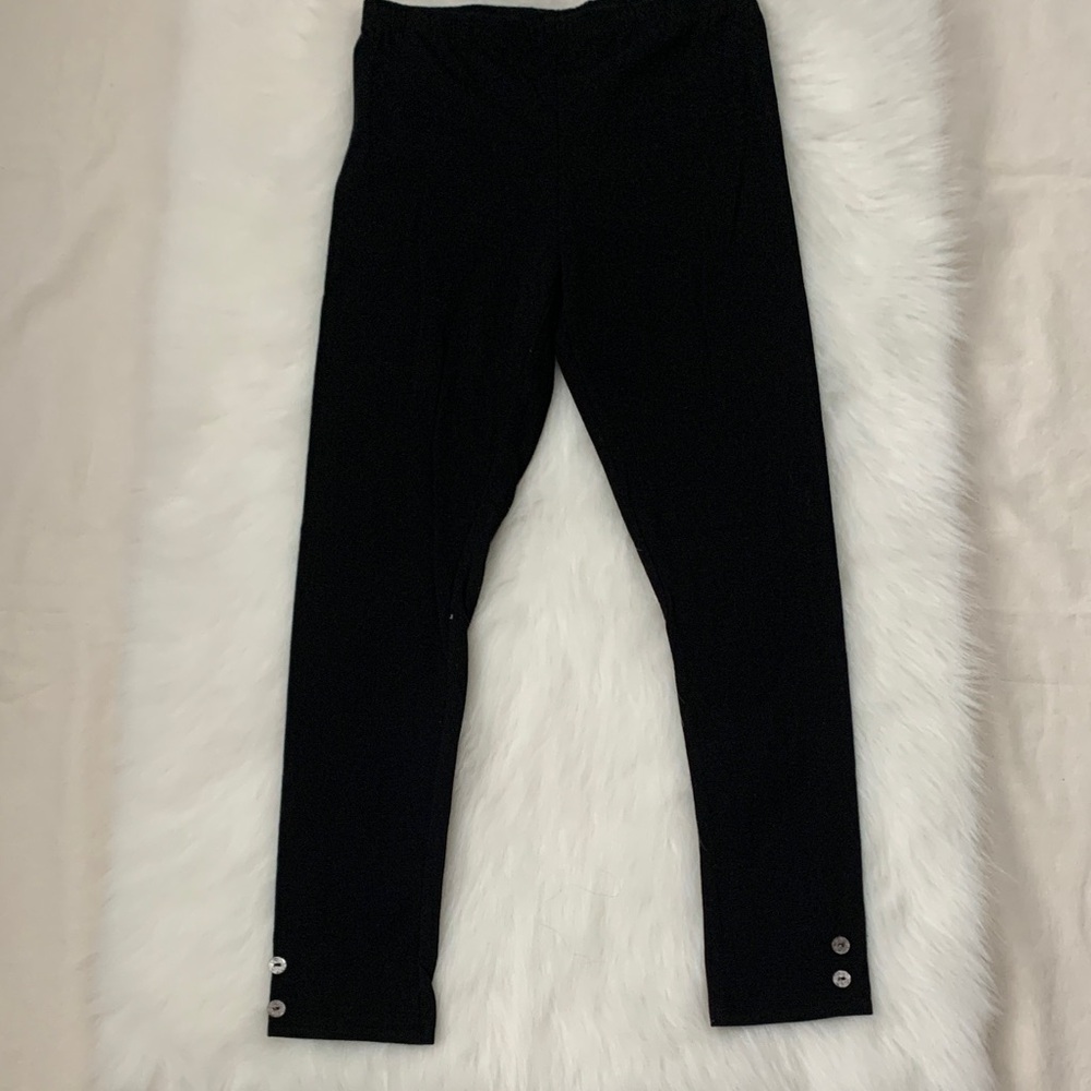 George Kids Black Leggings with Silver Button Accents